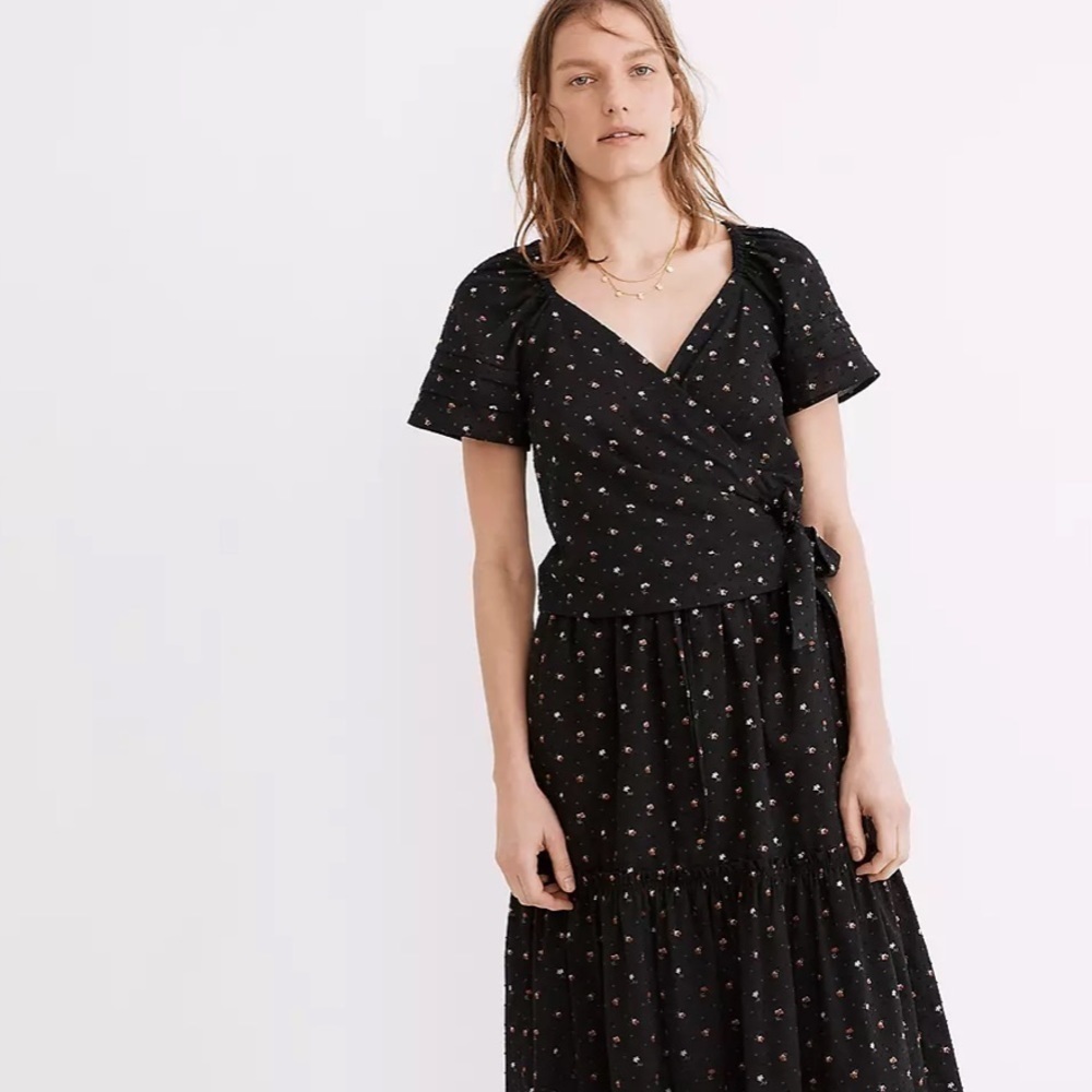 Madewell ruffle sleeve wrap top spring floral print